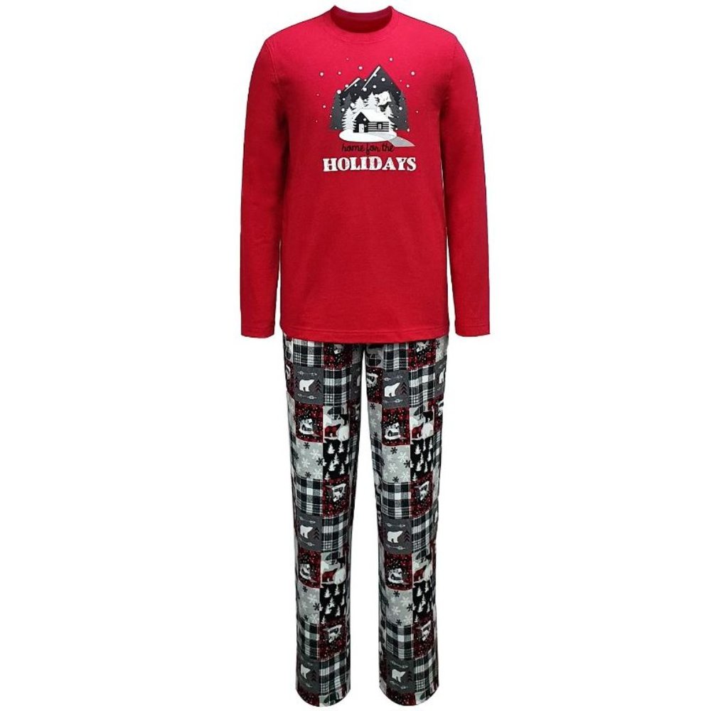 Family Pajamas Matching Men's Cabin Patchwork Family Pajama Set, XL